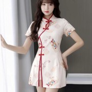 New style national style long top + hip-covering shorts improved cheongsam suit
